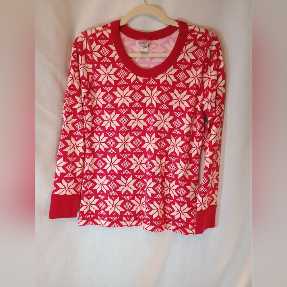 Red Snowflake Hanna Anderson Adult Organic Cotton Pajamas - Picture 3 of 6